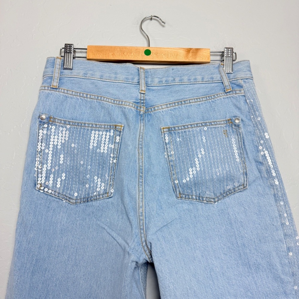 NEW Pilcro Sequin Wide Leg Jeans 28 Light Wash Denim High Rise Pants FLAW - Picture 5 of 16